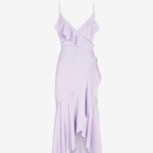 Ruffle Wrap Front Hi-Lo Dress (Lilac)